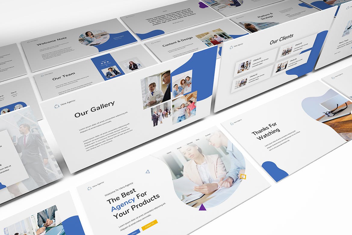 干净简洁的营销公司Powerpoint模板