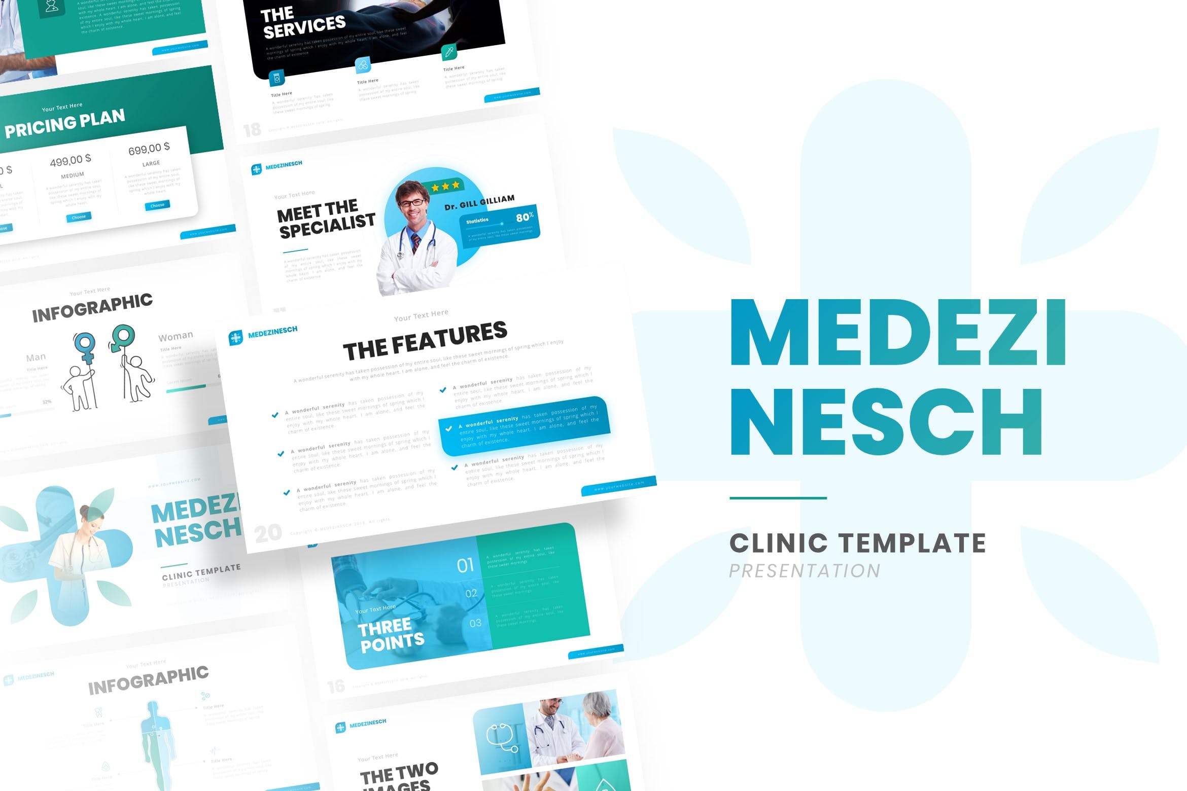 极简主义医学医疗业务介绍相关PPT模板（PPTX）