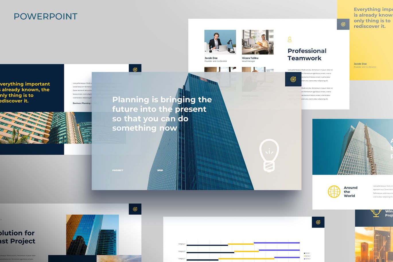 时尚高端专业的多用途营销powerpoint幻灯片演示模板（pptx）