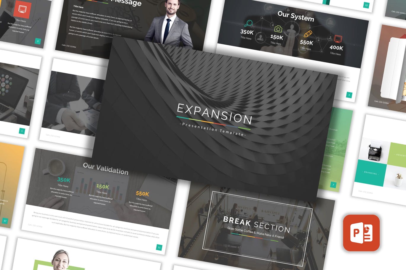 带有多种大数据表格的多用途powerpoint幻灯片演示模板（pptx）