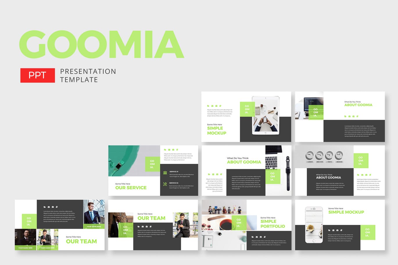 高端时尚简约高级灰配色的高品质powerpoint幻灯片演示模板（pptx）