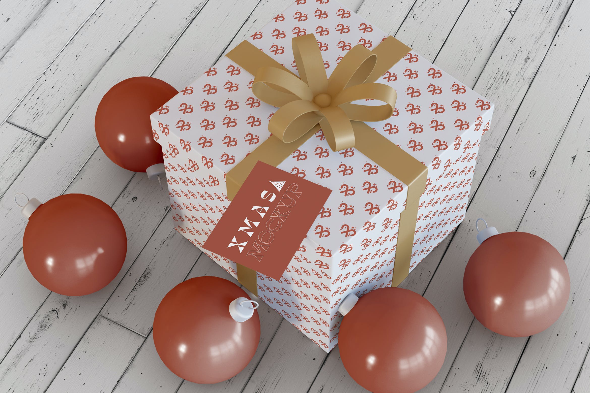 圣诞场景礼品包装&贺卡设计样机 Christmas Mockup