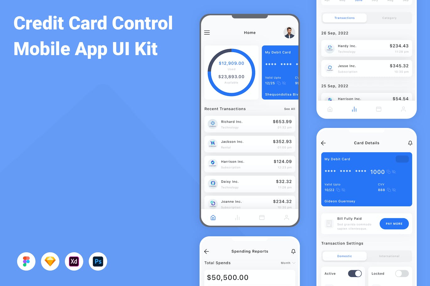 信用卡管理移动应用APP UI KIT
