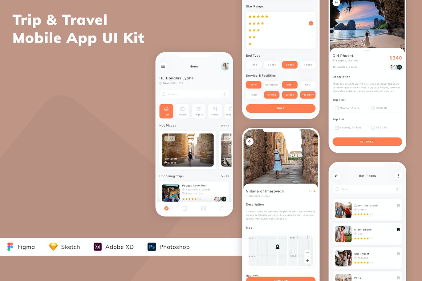 旅行和旅行移动应用APP UI KIT