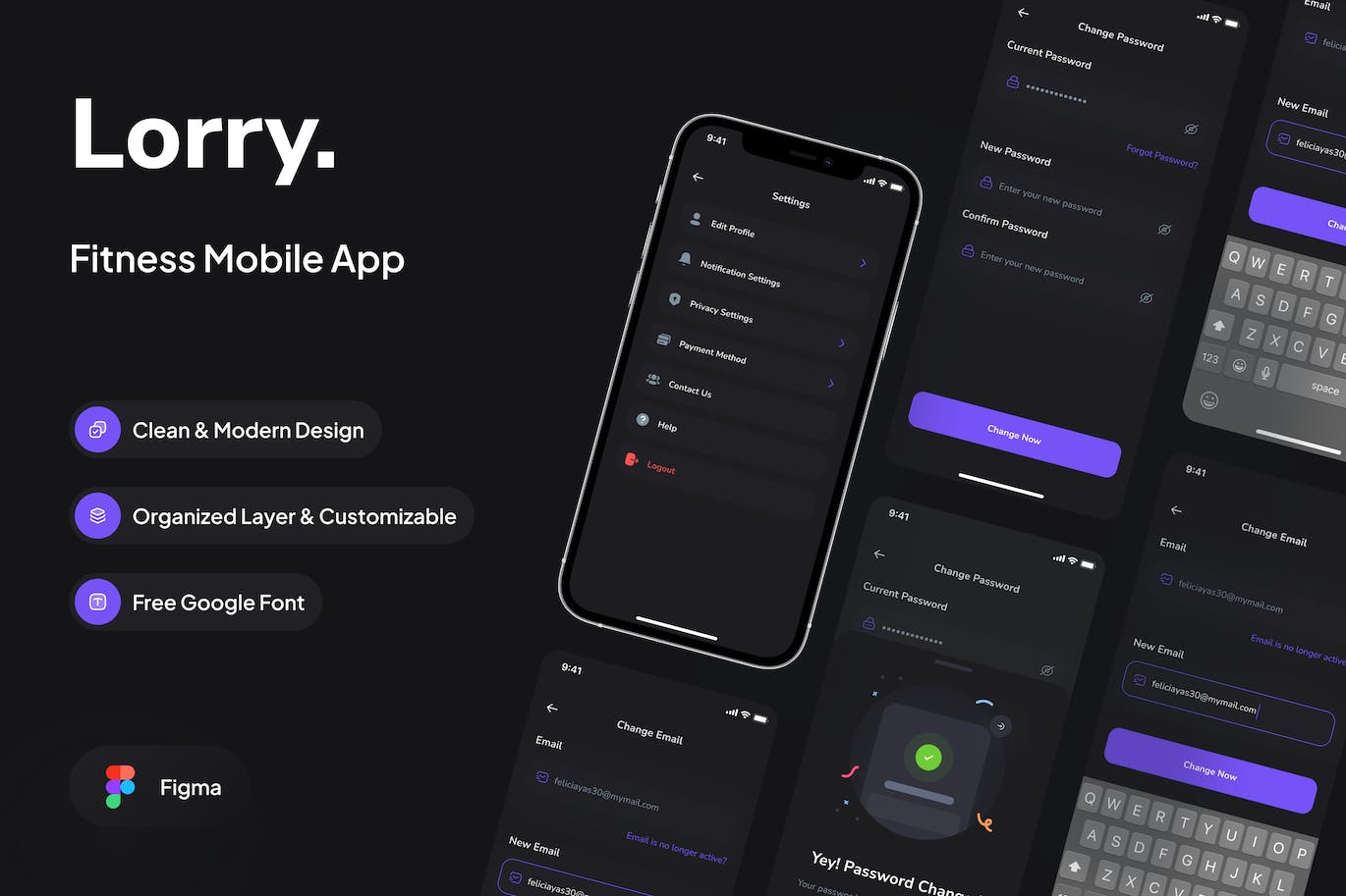 健身设置页面深色版APP UI KIT