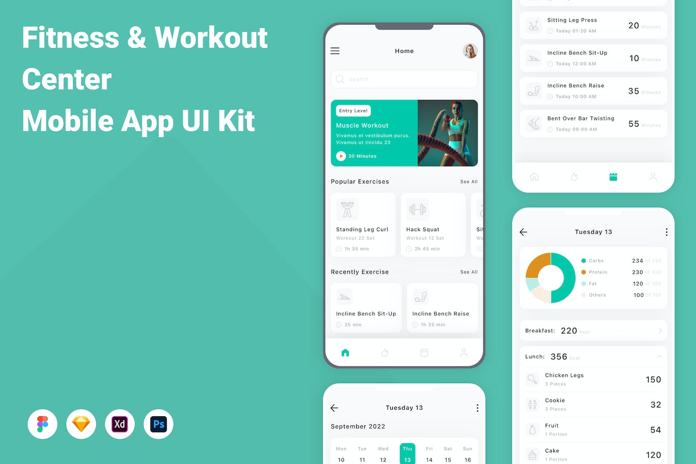 健身和锻炼中心移动应用APP UI KIT