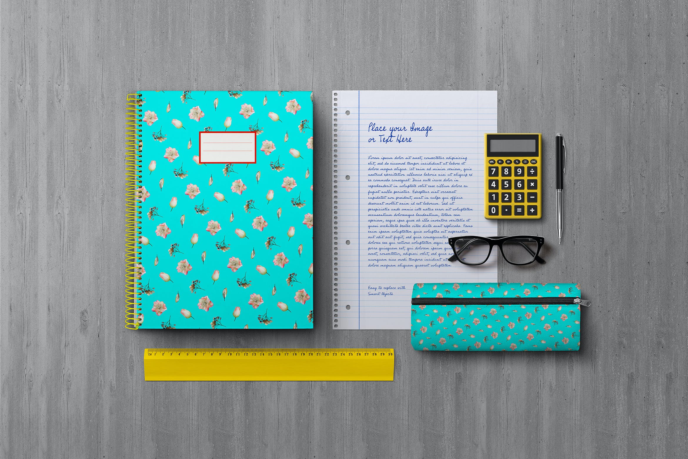 学习文具元素纸张展示样机模板v8 Back to School Mockup Scene