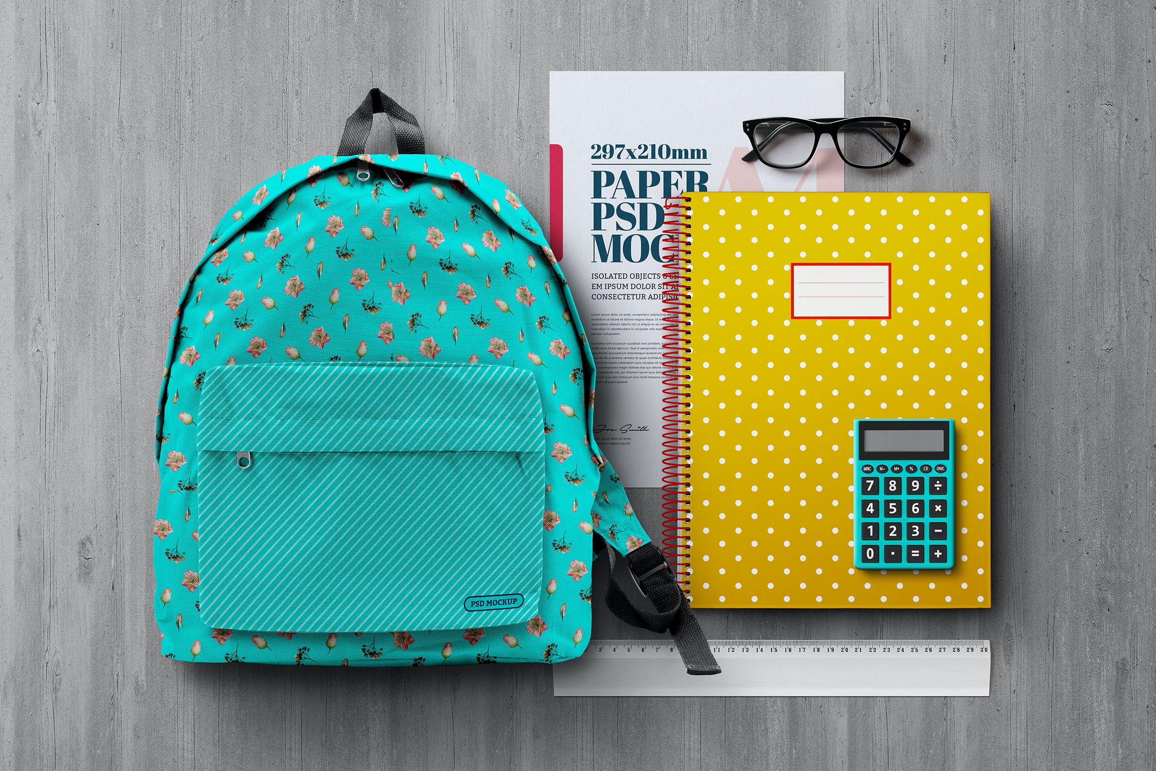 开学季学习文具用品场景纸张展示样机模板v4 Back to School Mockup