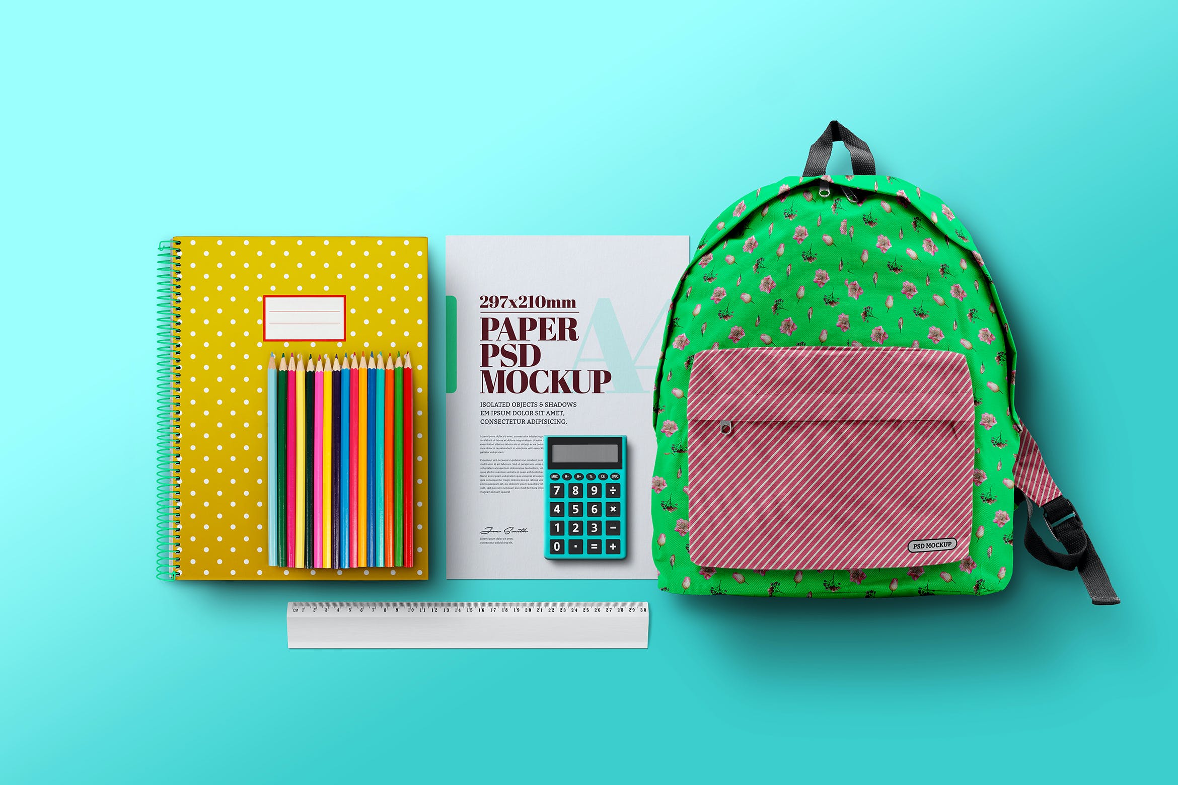 开学季学习文具用品场景纸张展示样机模板v5 Back to School Mockup