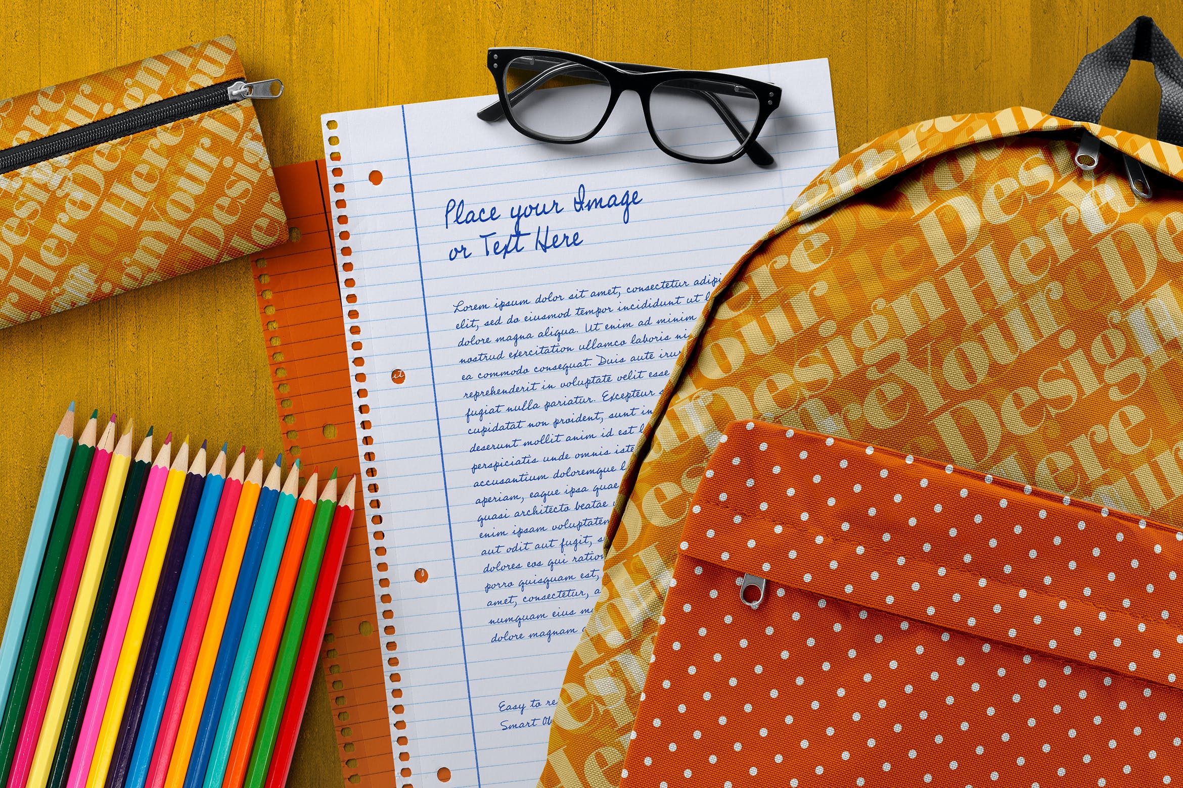 开学季学习文具用品场景纸张展示样机模板v7 Back to School Mockup