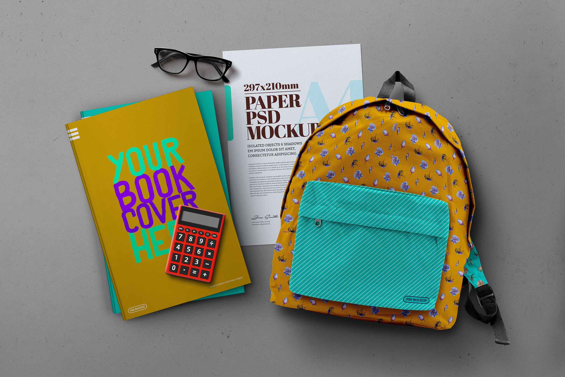 开学季学习文具用品场景纸张展示样机模板v9 Back to School Mockup