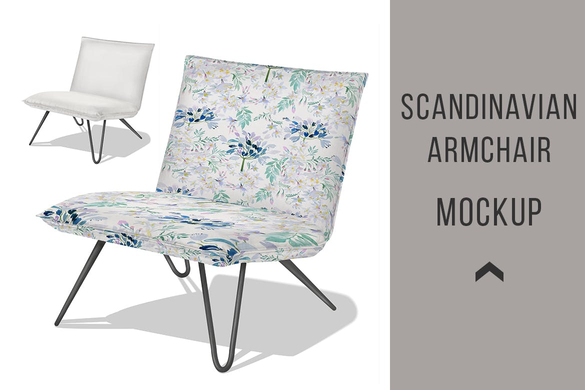 老式靠背椅面料图案设计样机模板 Vintage Armchair Mockup