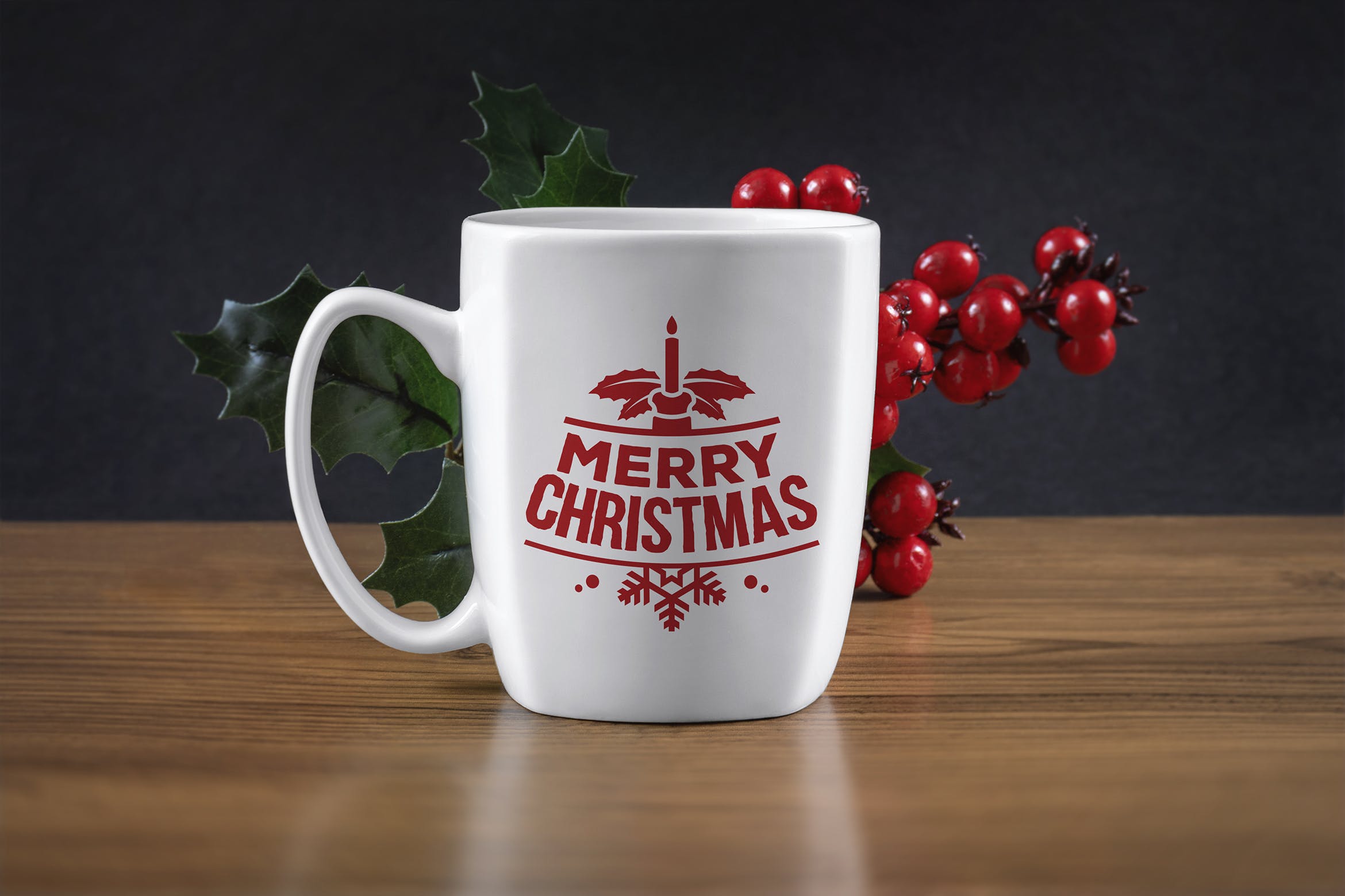 圣诞节主题马克杯设计效果图样机 Christmas mug mockup