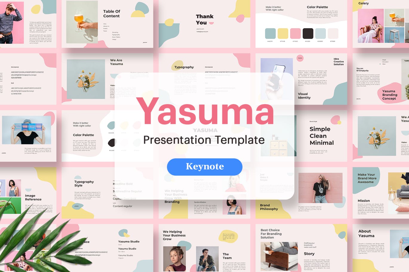 时尚高端简约清新优雅马卡龙配色的多功能keynote幻灯片演示模板（key）