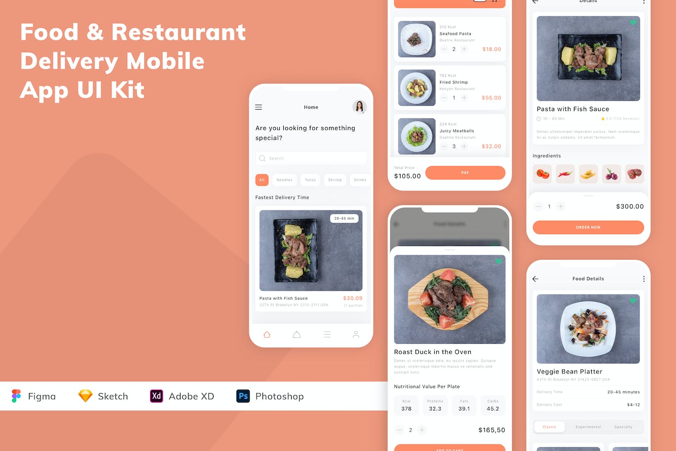 食品和餐厅配送移动应用APP UI KIT