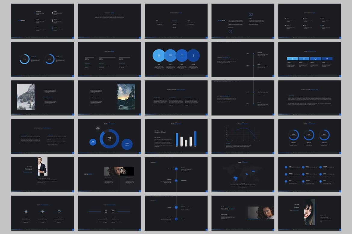 极简主义大数据仪表盘样式的PPT模板下载[PPTX]