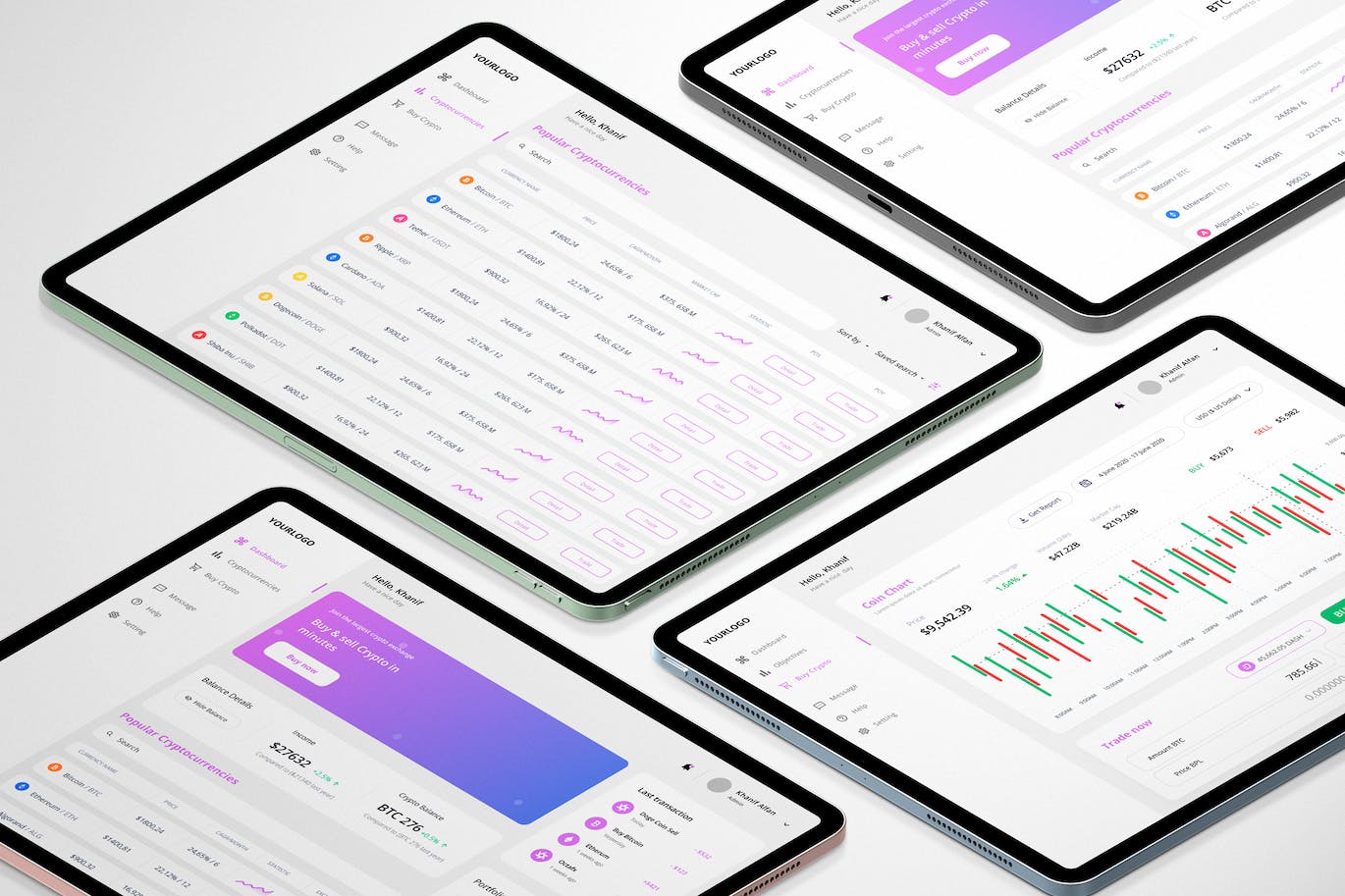 加密货币和交易管理仪表板Ui网页模版