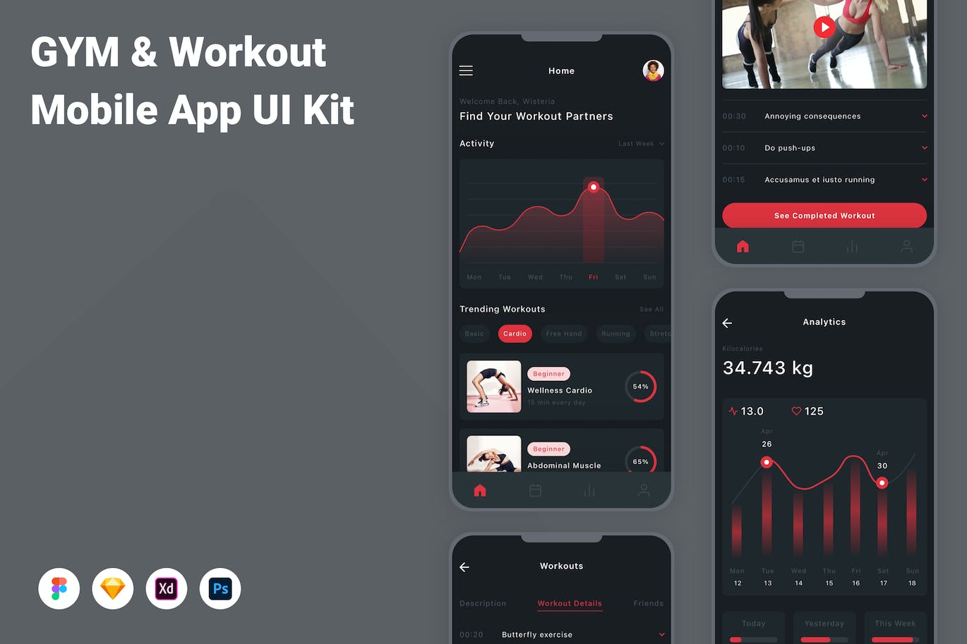 健身房和健身移动应用 App UI Kit