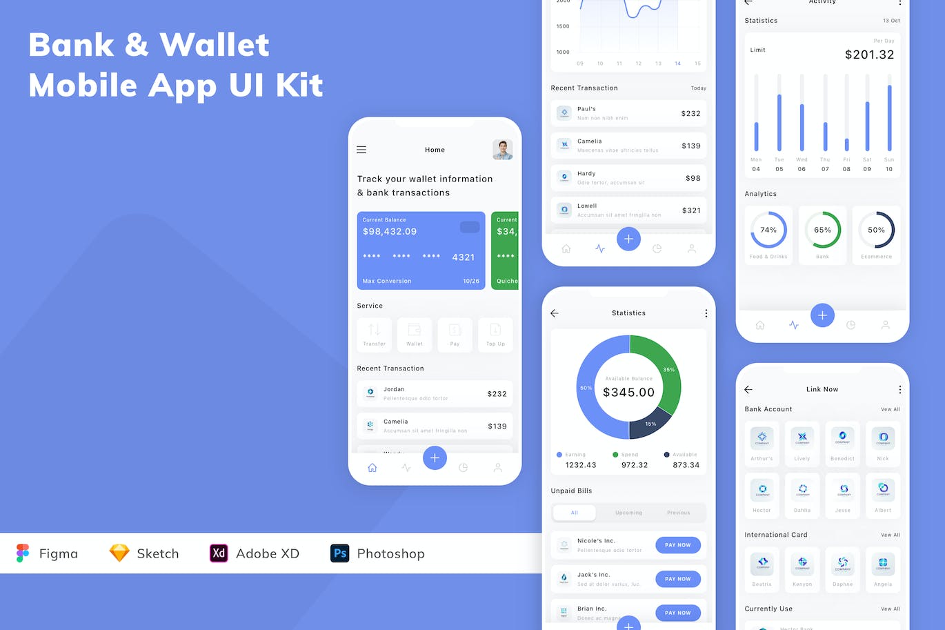 银行和钱包移动应用 App UI Kit