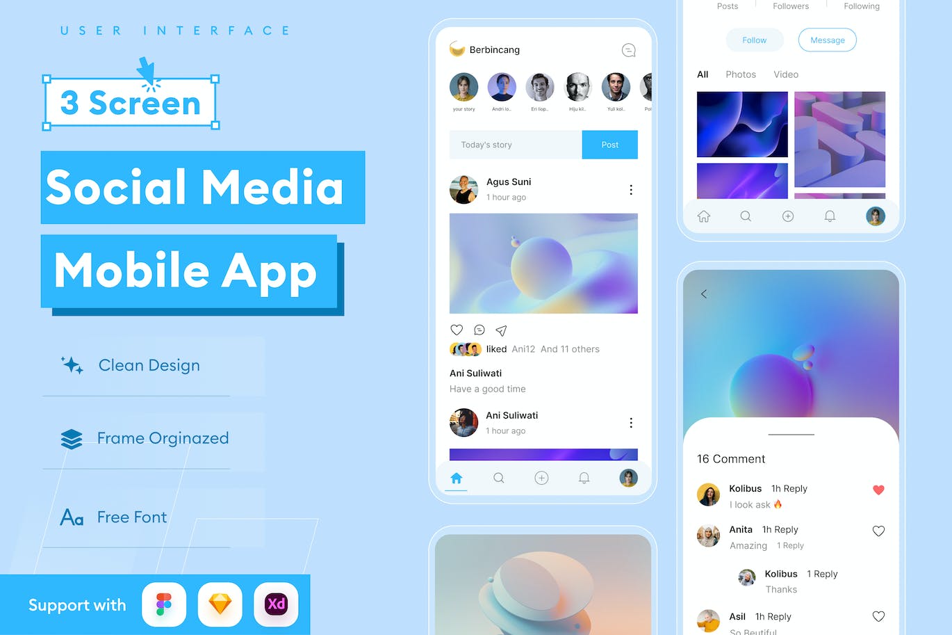 媒体社交移动应用 App UI Kit