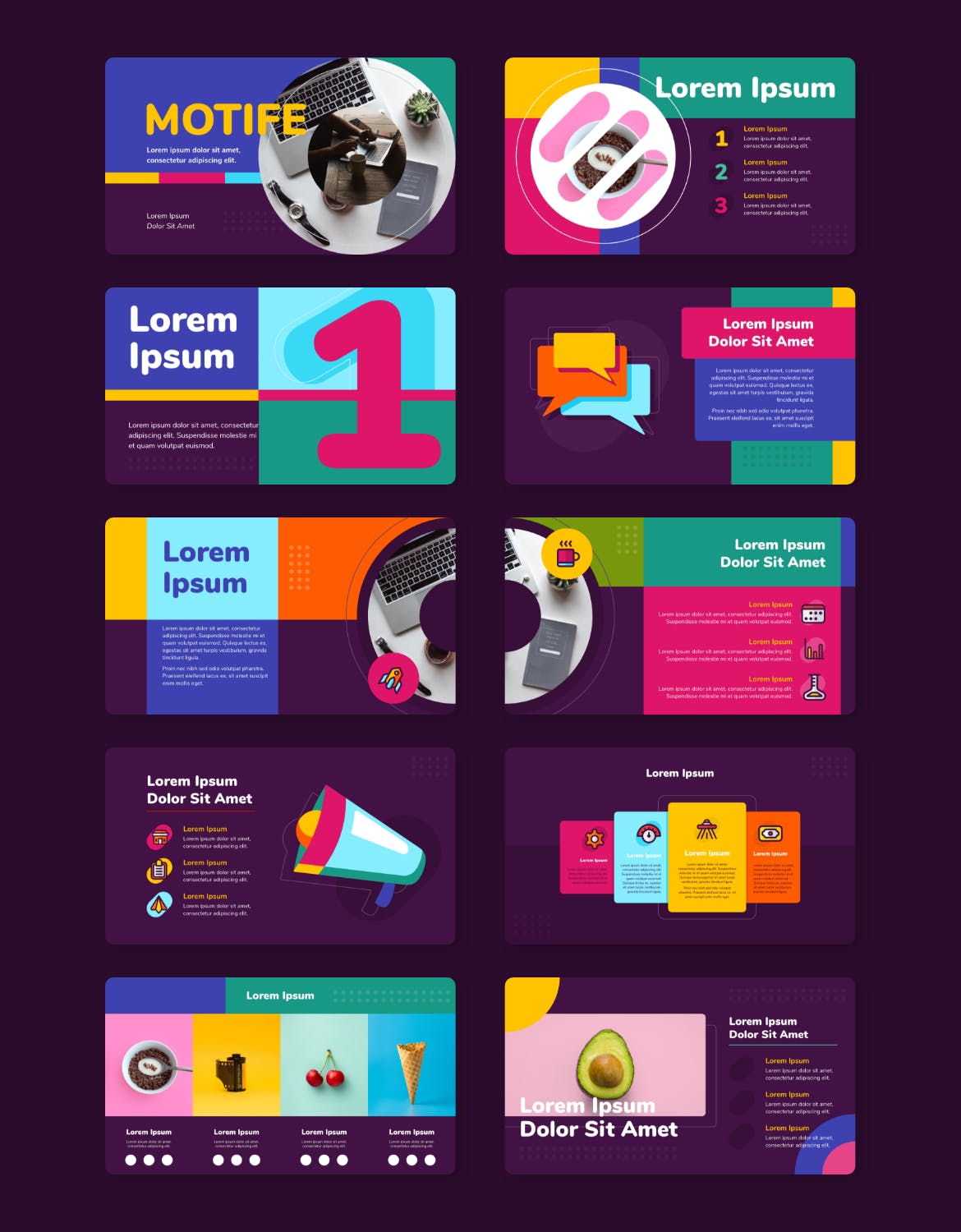 丰富多彩的时尚PPT模板下载[PPTX,深色版]