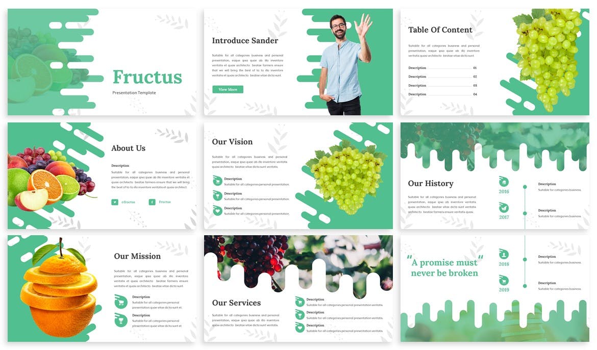 水果绿植PPT模板下载[PPTX]