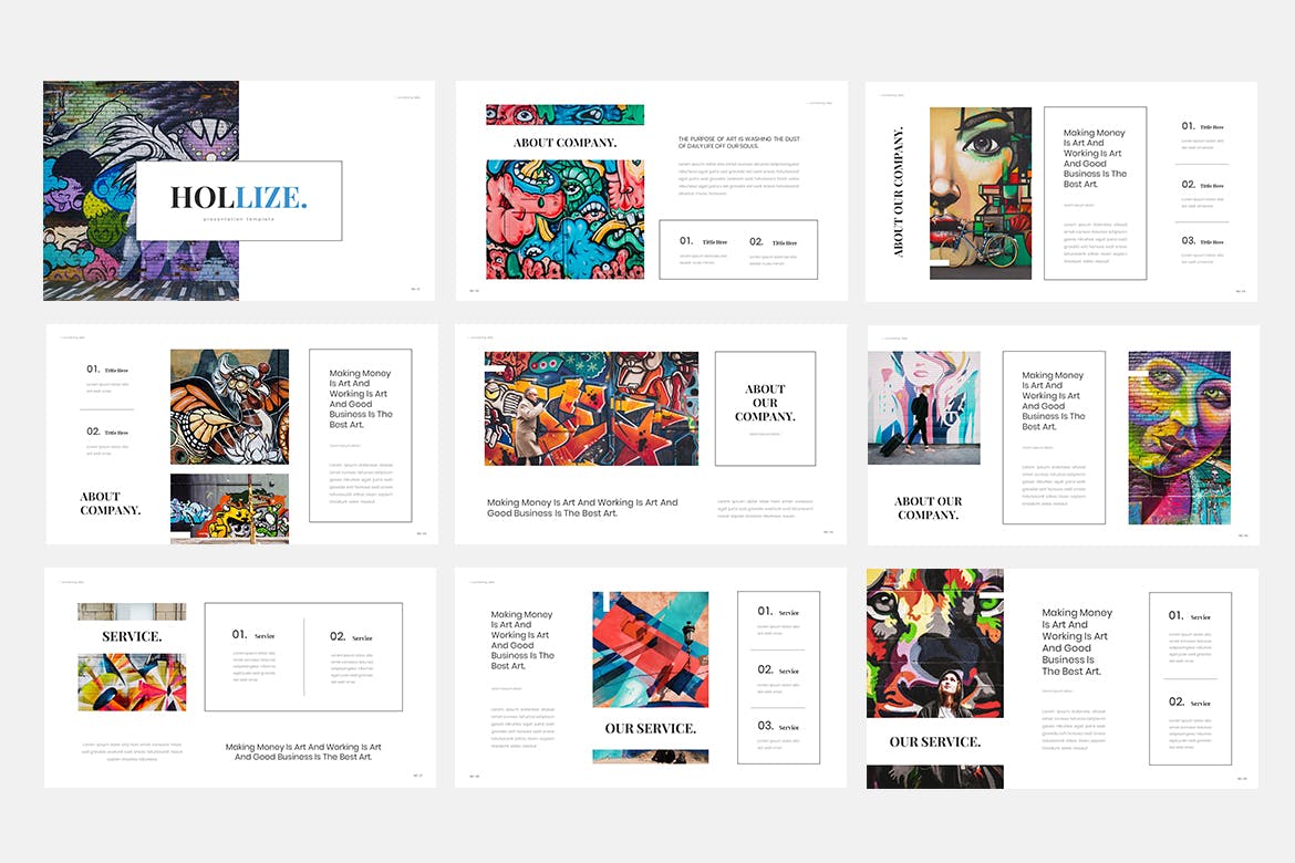 艺术品展览的PPT模板下载[PPTX]