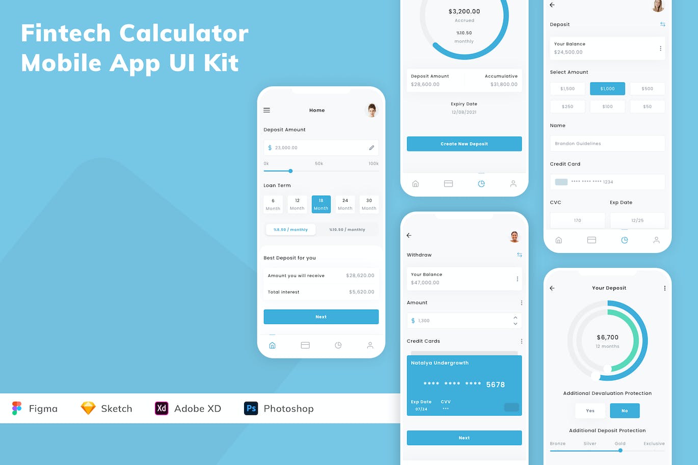金融技术计算器移动应用APP UI KIT