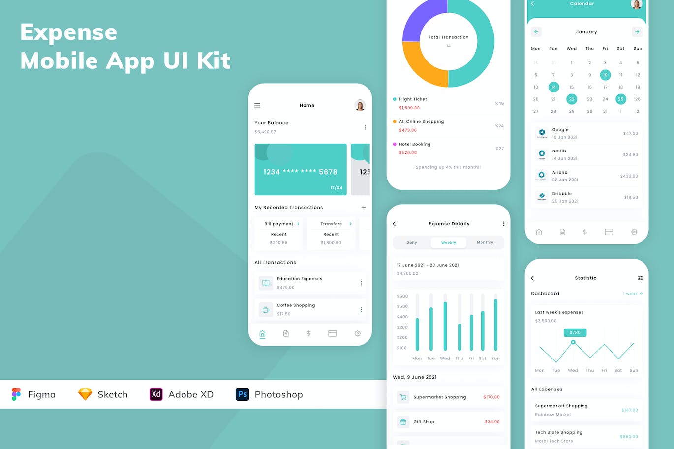 开支消费记录移动应用APP UI KIT