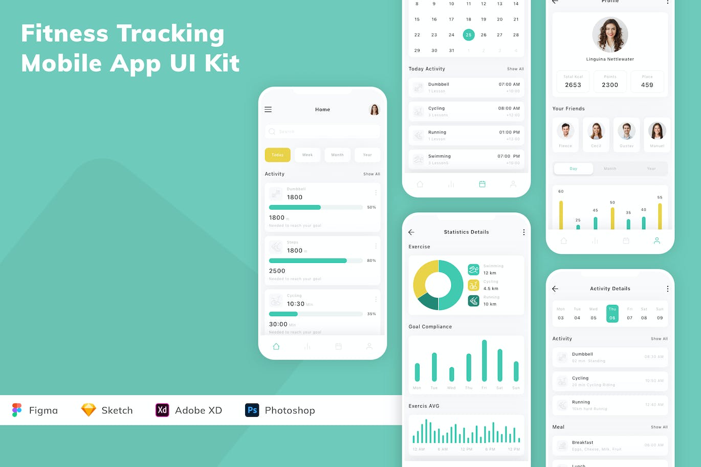 健身追踪移动应用APP UI KIT