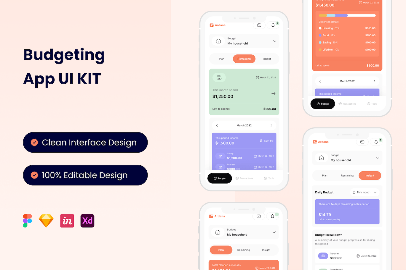 预算移动应用 App UI Kit