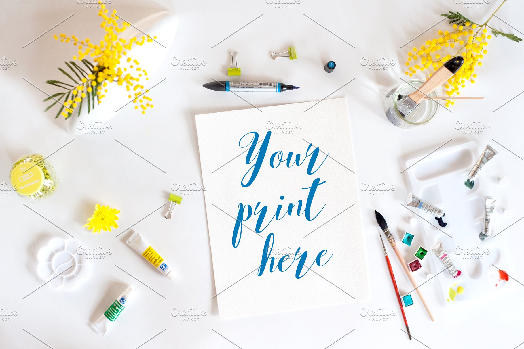 春意盎然场景样机模板合集 Set of 6 Mockups spring watercolor