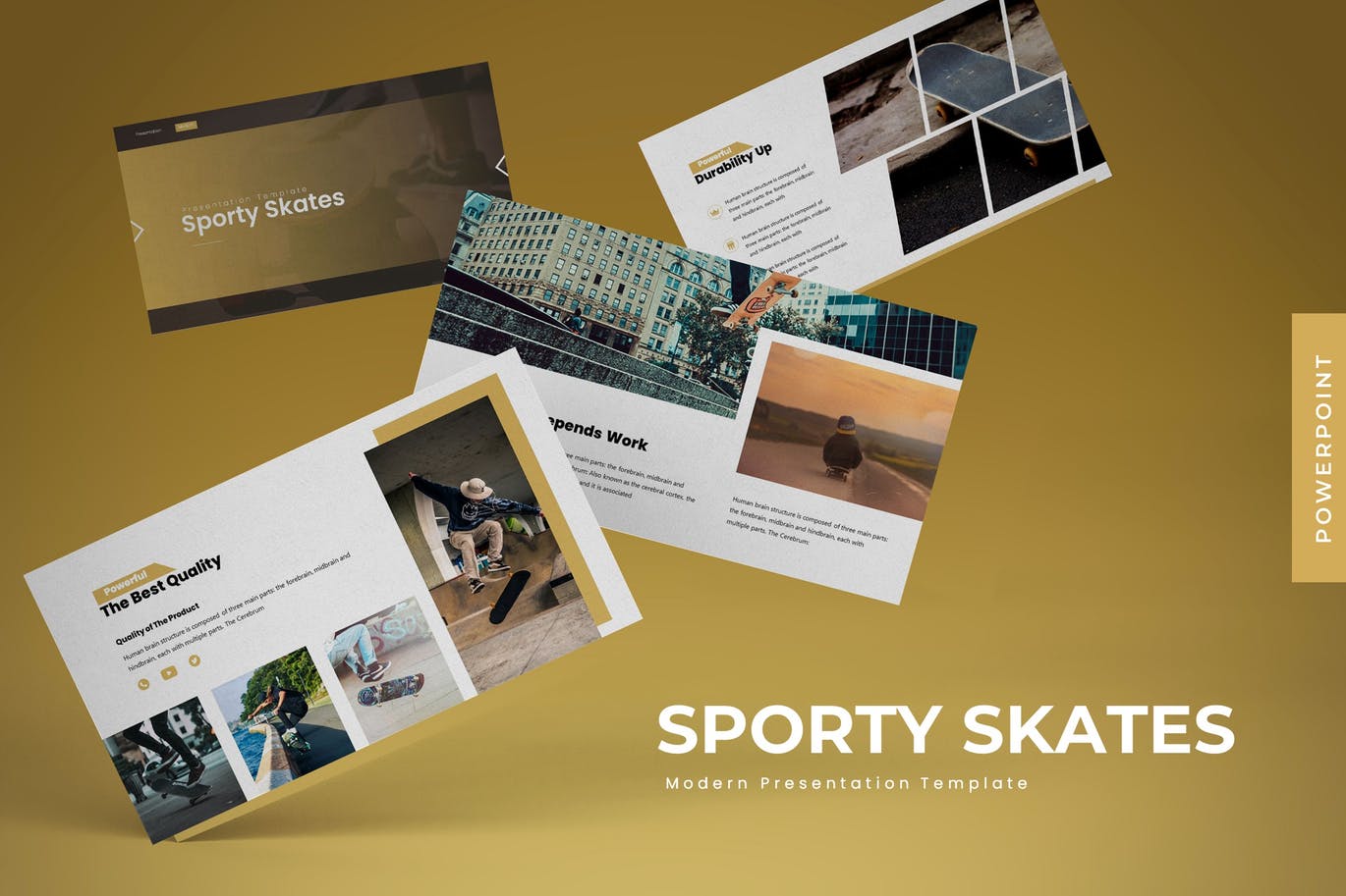 时尚高端青春流行风格的画板极限运动powerpoint幻灯片演示模板（pptx）