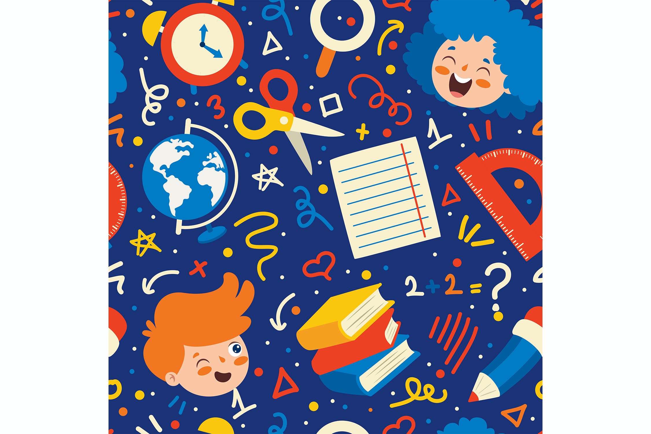 学习物品无缝图案设计素材 Seamless Pattern Design With  Education Objects