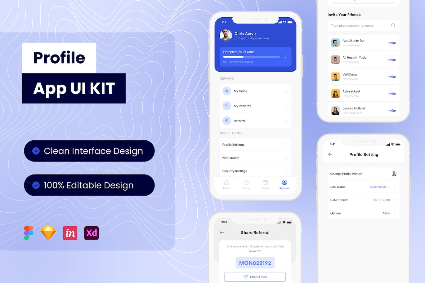 个人中心 App UI Kit