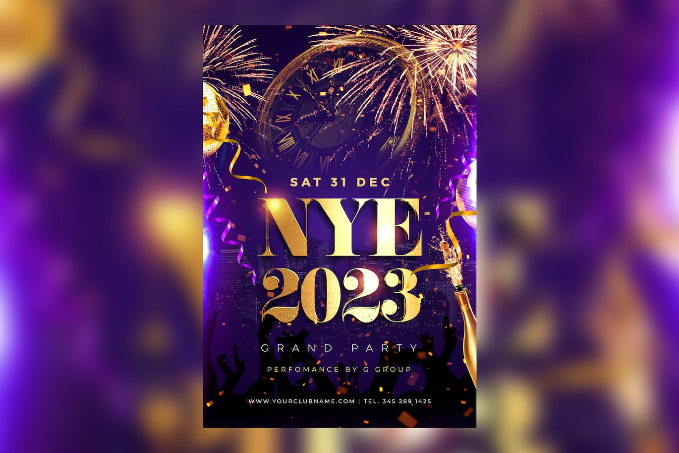 绚烂烟花2023新年传单海报模板