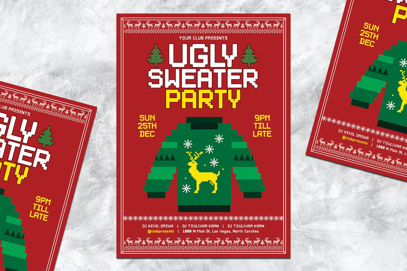 丑毛衣圣诞派对传单海报