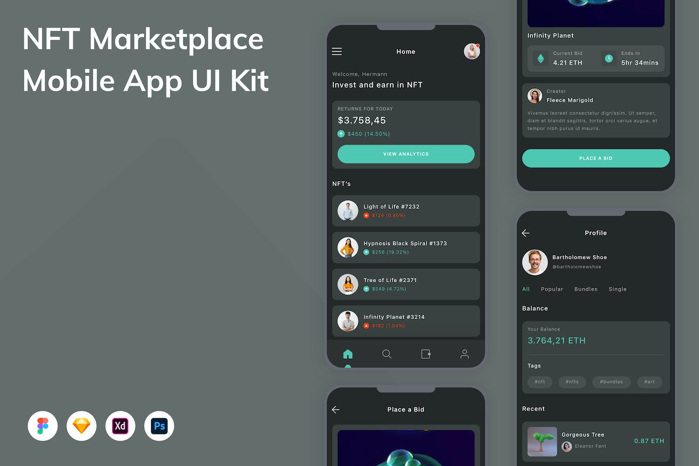 NFT 市场移动应用APP UI KIT