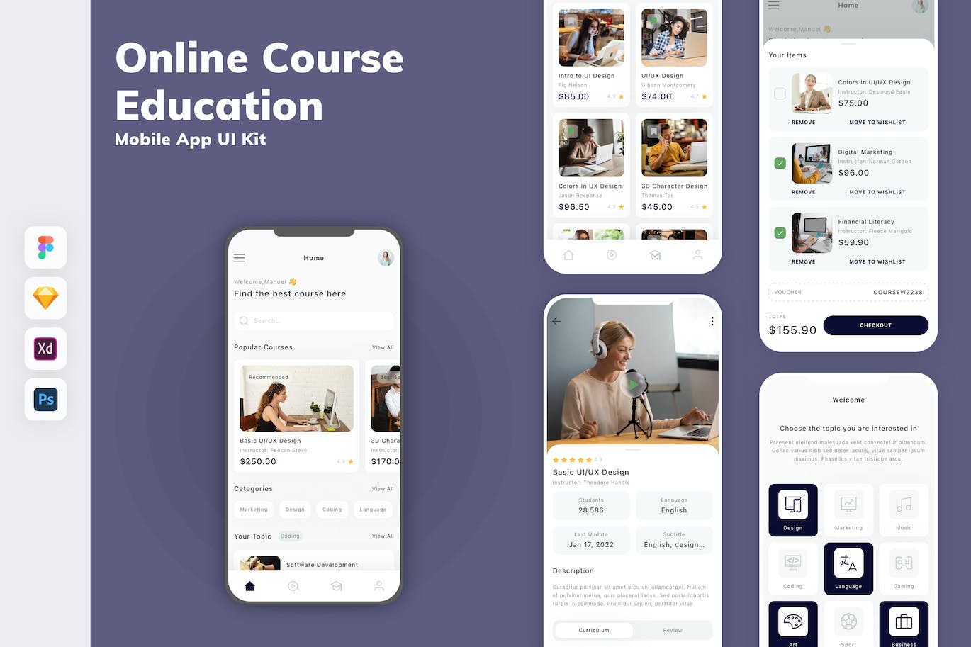 在线课程和教育移动应用APP UI KIT