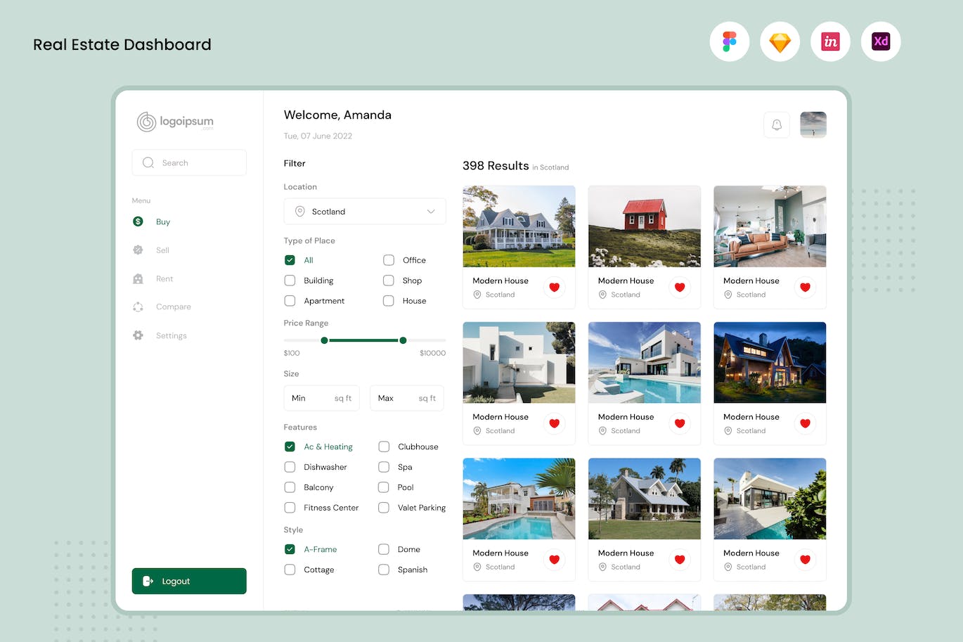 房地产仪表板后台网页UI