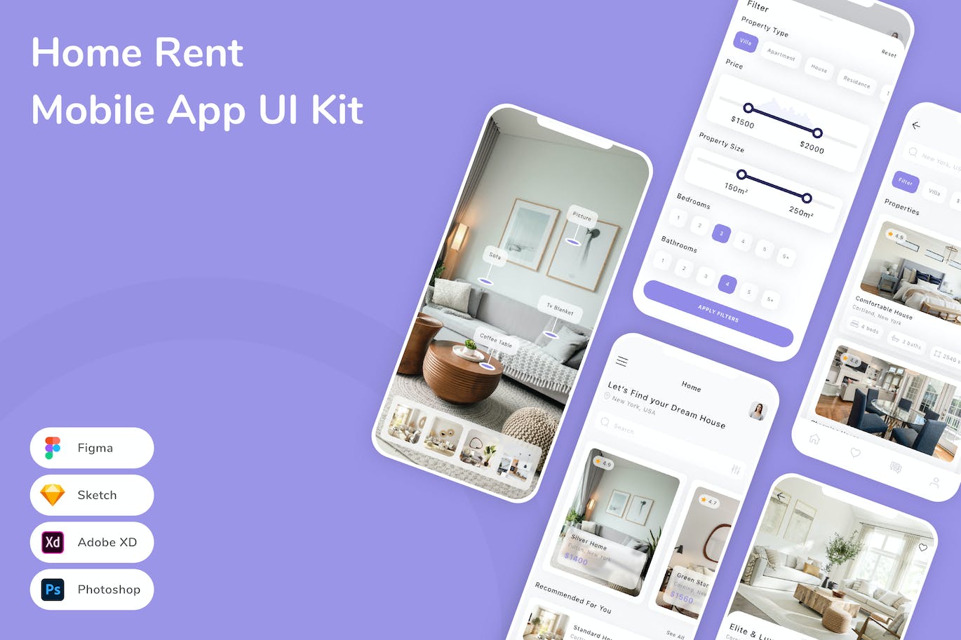 翻屋租赁移动应用APP UI KIT