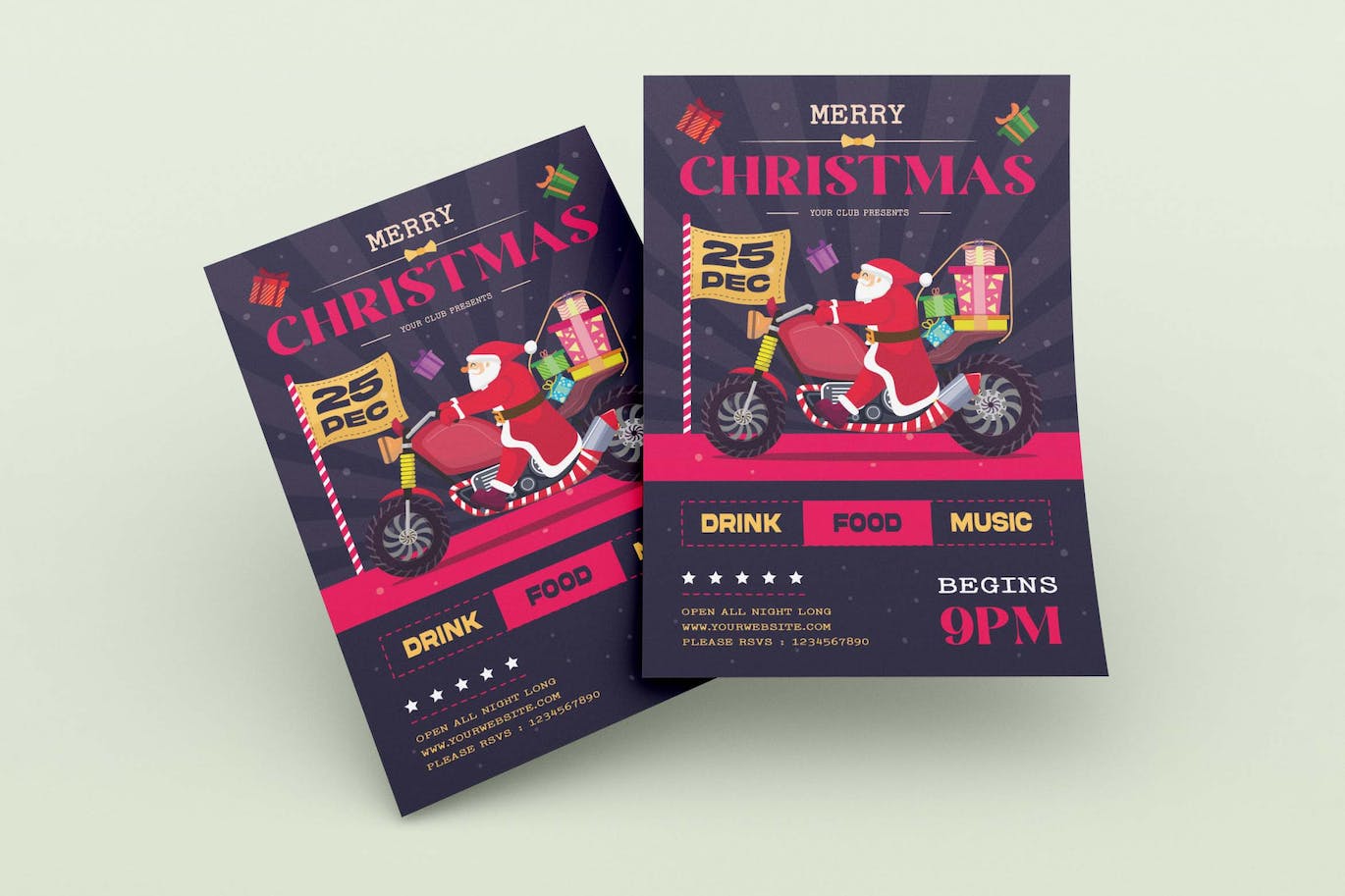 圣诞老人送礼派对传单海报模板