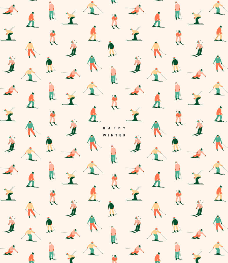 滑雪人物彩色图案设计韩国素材[PSD]