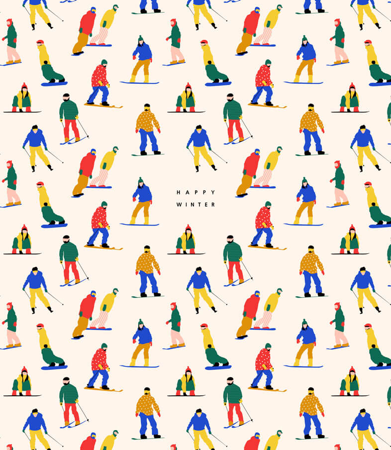 滑雪角色图案设计韩国素材[PSD]