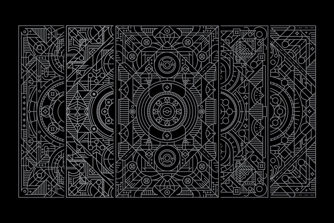 5个线条扑克牌矢量设计素材 5 Playing card vector design