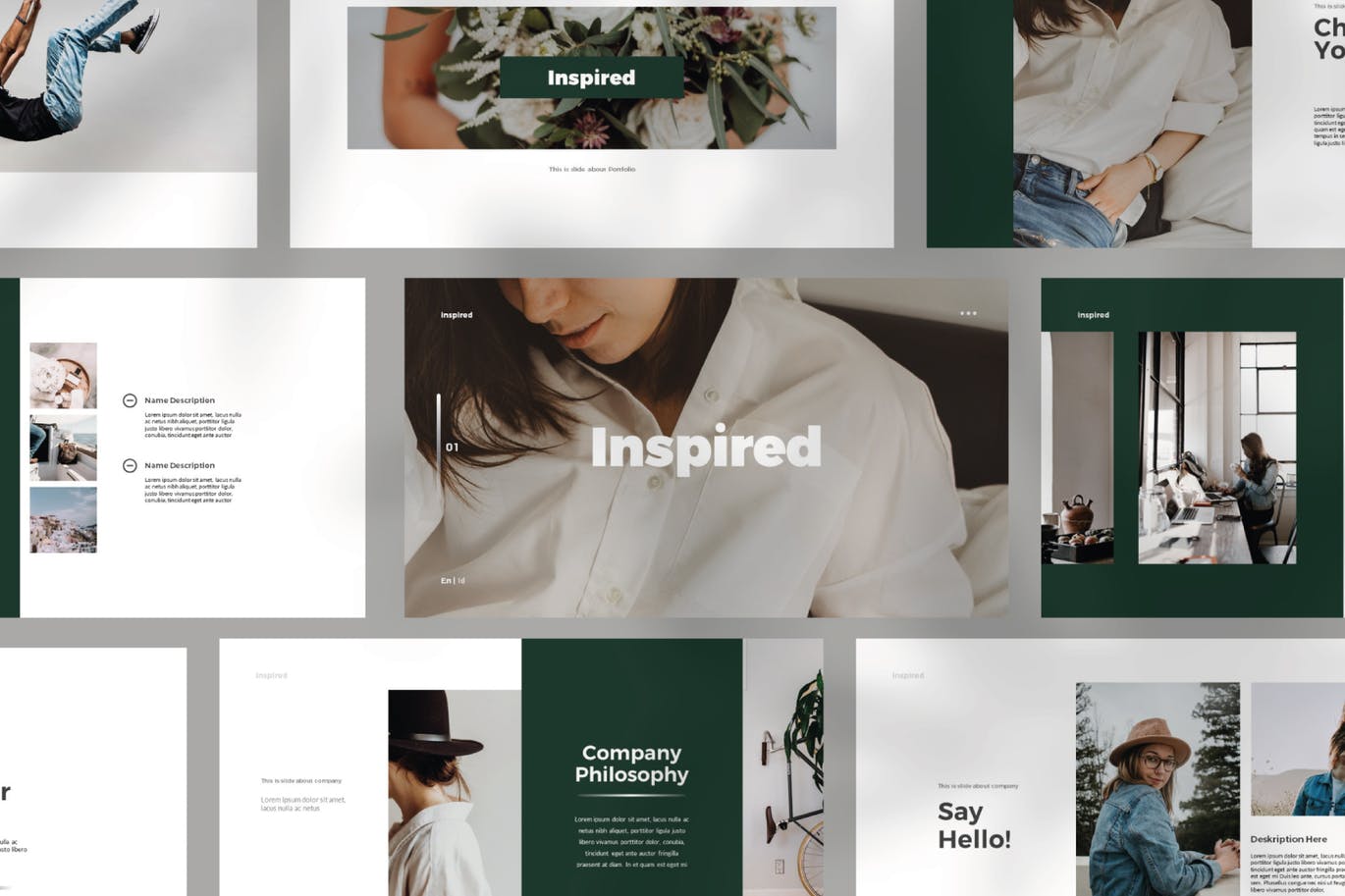 清新时尚高端优雅的powerpoint幻灯片演示模板（pptx）