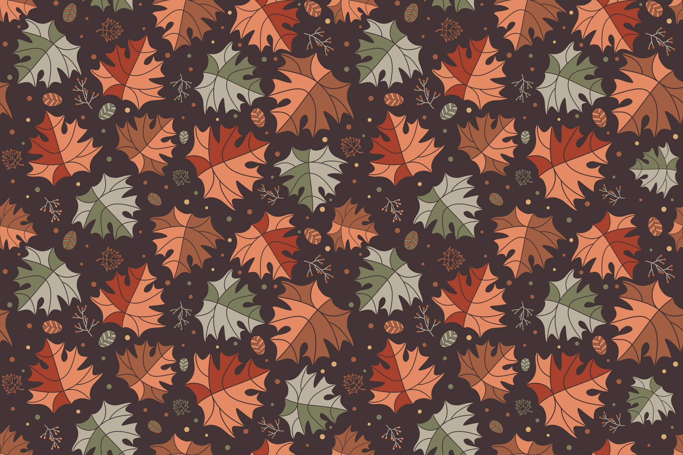 枫叶无缝图案矢量背景素材 Maple Leaves Pattern