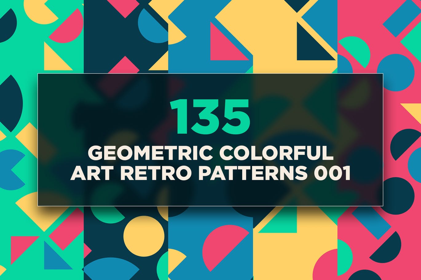 135个几何彩色艺术复古图案v1 135 Geometric Colorful Art Retro Patterns 001