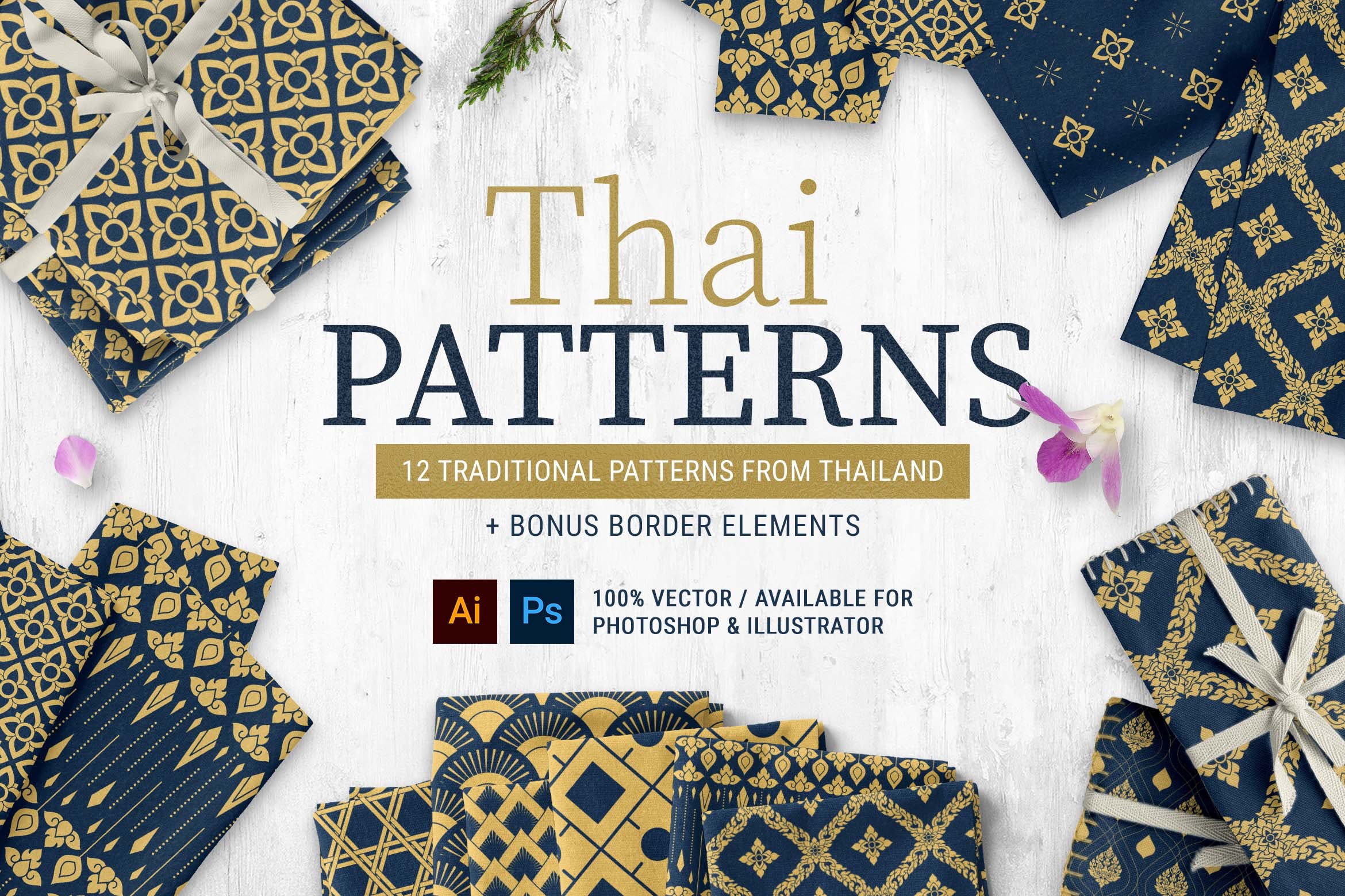 泰国文化无缝图案集合 Thai Patterns Collection