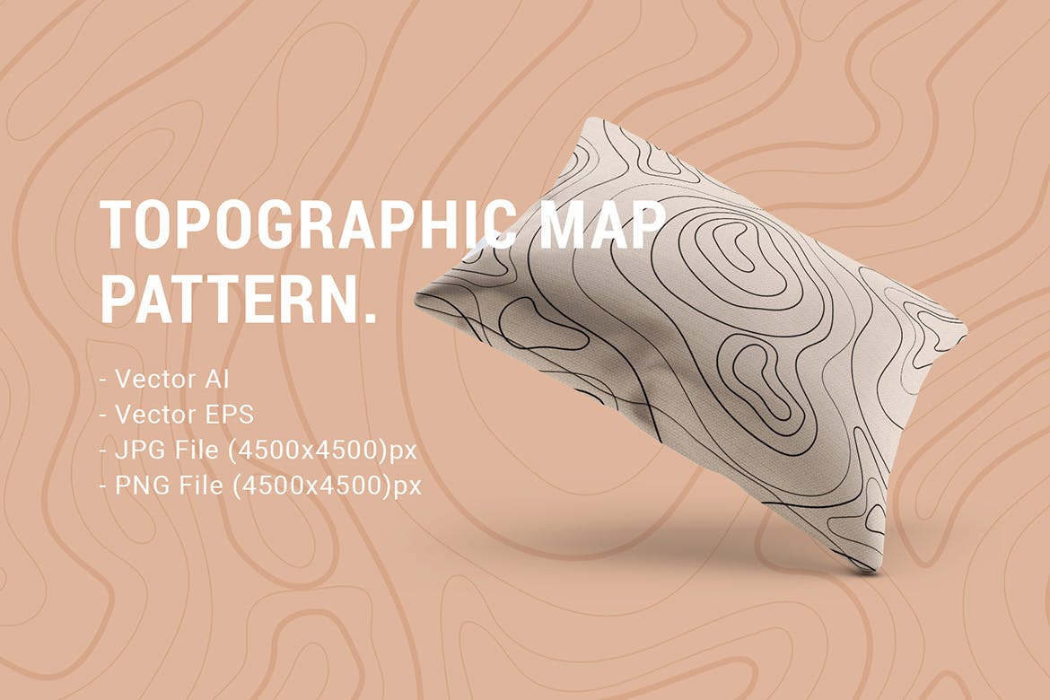 地貌地形无缝装饰图案 Seamless Pattern Topographic Map